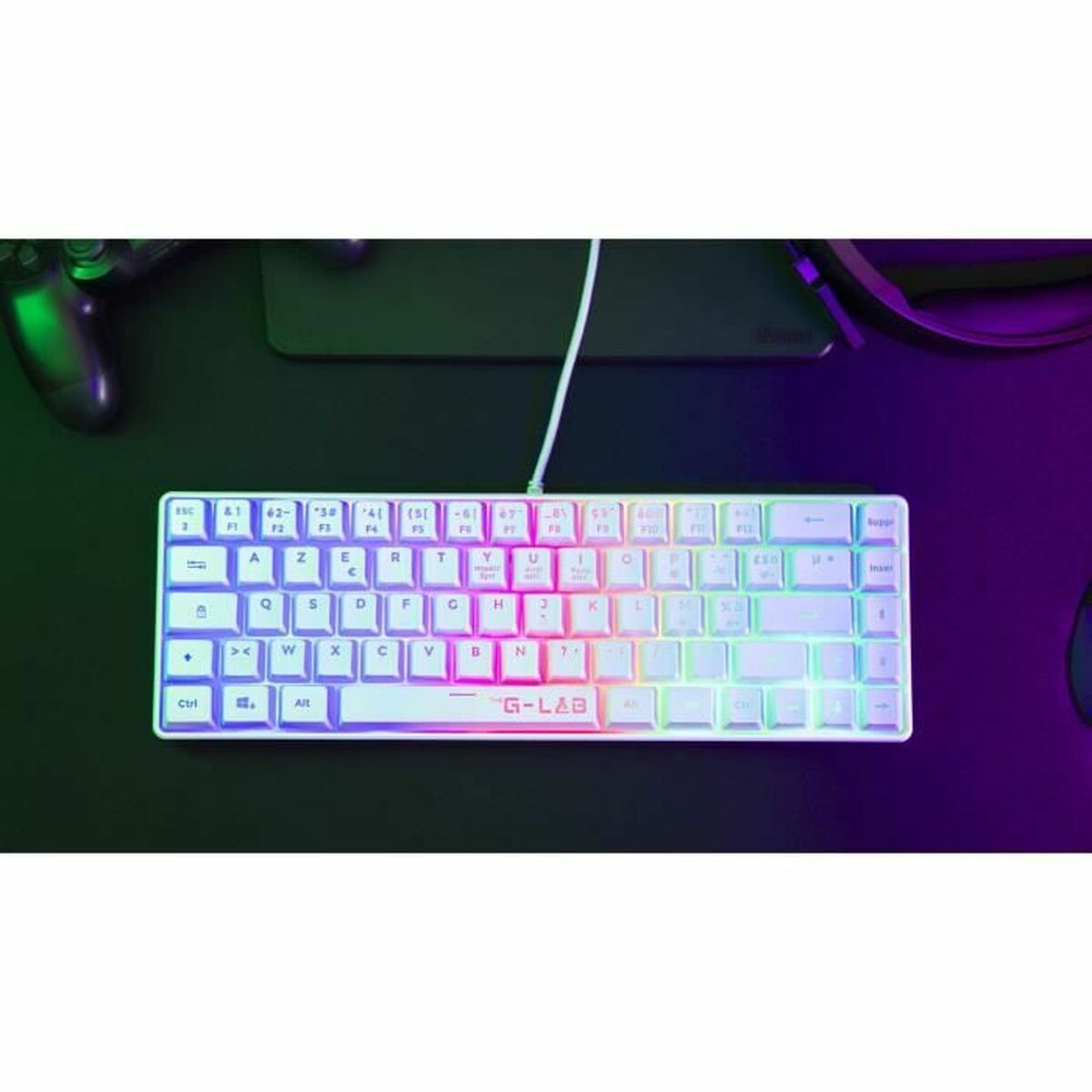 Bluetooth-Tastatur The G-Lab Azerty Fransk Hvit